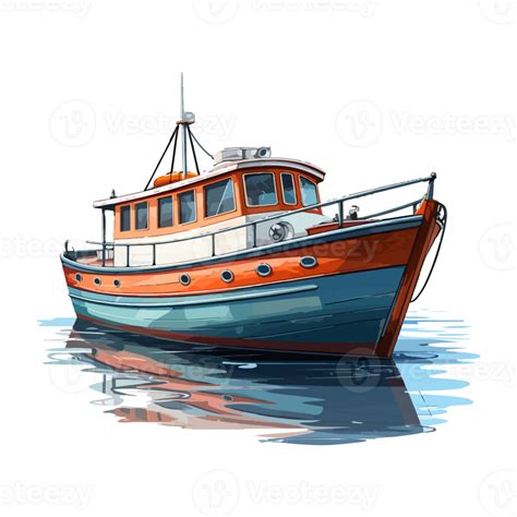 Boat In Cartoon Style Boat Sticker 26158988 PNG