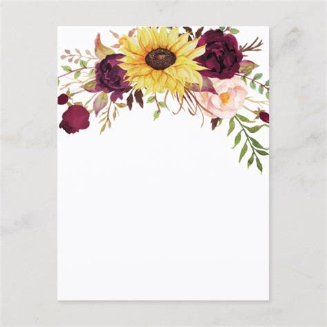 Sunflower Burgundy Gold Blush Peony Rose Wedding Enclosure Card