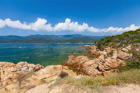 Plage De Cupabia South Corsica France Coastal Landscape Stock Image