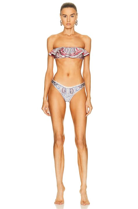 Zimmermann Vitali Frill Bandeau Bikini Set In Mismatched Fwrd