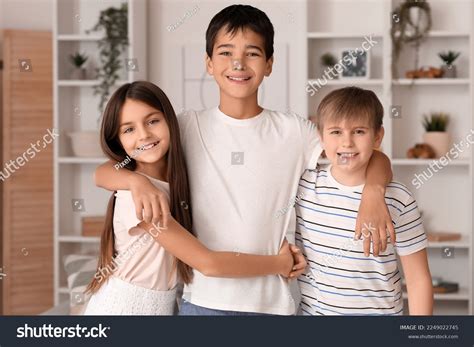 Happy Little Friends Hugging Home Stock Photo 2249022745 | Shutterstock