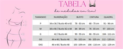 Tabela De Medidas Style Elegance Moda Intima