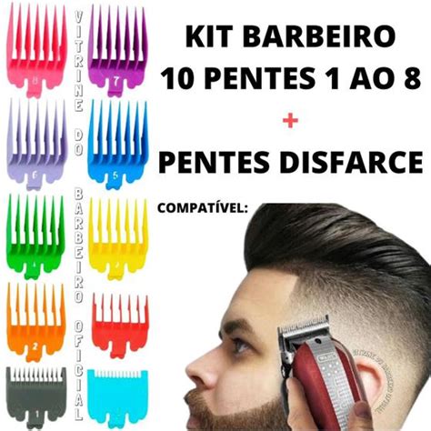 Kit Barbearia 8 Pentes 2 Pentes De Disfarce Para Máquina Clipper