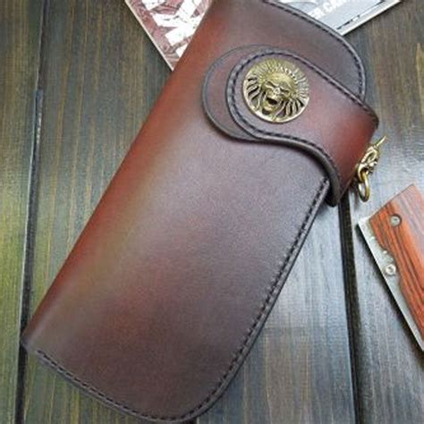 Handmade Leather Biker Wallet Mens Cool Chain Wallet Trucker Wallet Wi