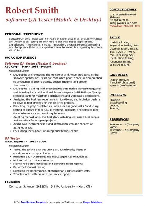 95 Impressive Manual Testing Resume Resume Ideas