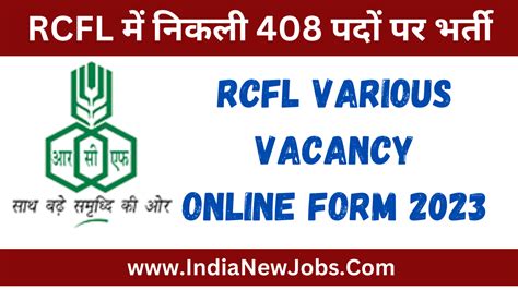 RCFL Apprentice Vacancy 2023 Notification Online Form