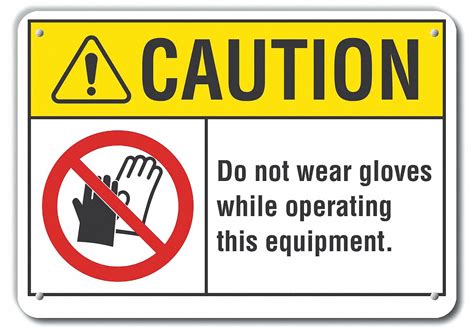 LYLE Caution Sign Sign Format ANSI OSHA Format Do Not Wear Gloves