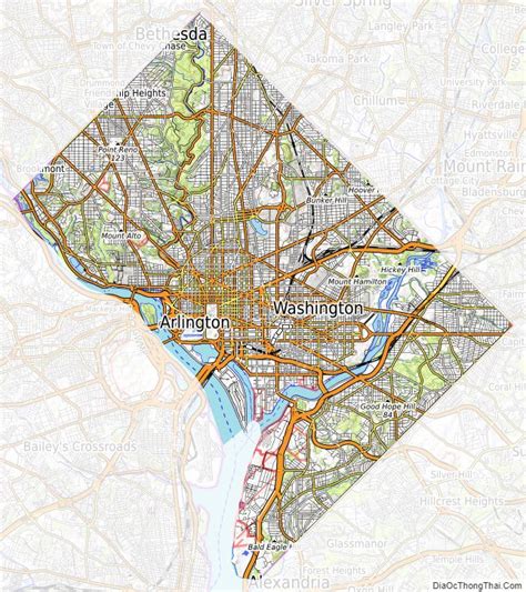 Political map of District of Columbia Federal District - Printable Collection - Địa Ốc Thông Thái