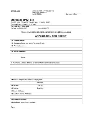 Fillable Online BUSINESS CREDIT APPLICATION WITH NOTICE OF Fax