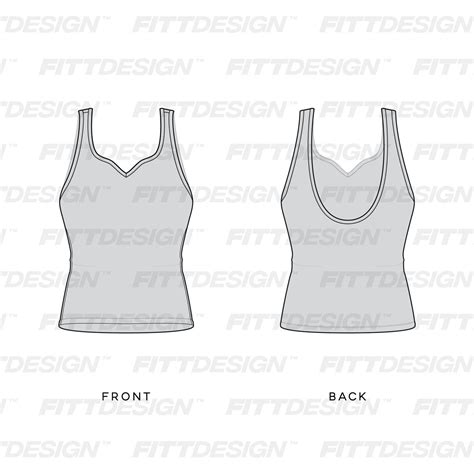 Ladies Sweetheart Neckline Fitted Tank Top Tech Pack Techpacktemplate