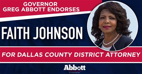 Governor Abbott Endorses Faith Johnson For Dallas County District