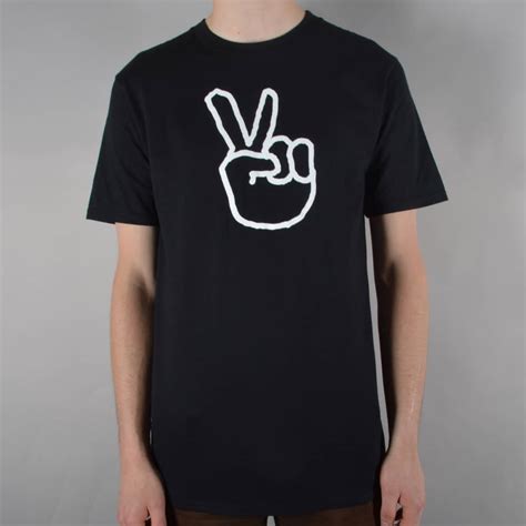 The National Skateboard Co Left Handed Peace Skate T Shirt Black