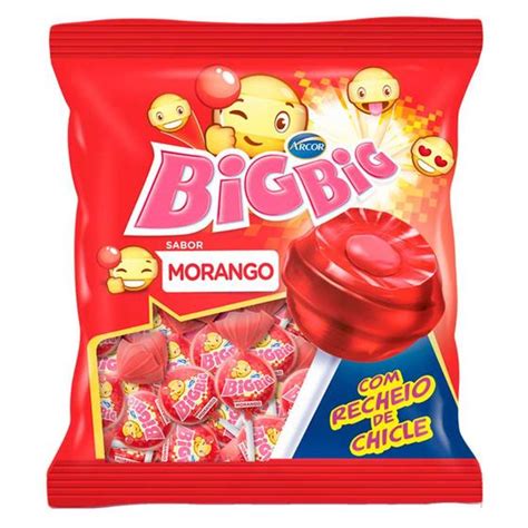 Pirulito Recheio Chiclete Big Big Morango C Arcor Pirulito