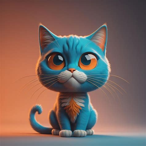 Premium Ai Image Cute Cartoon Blue Cat