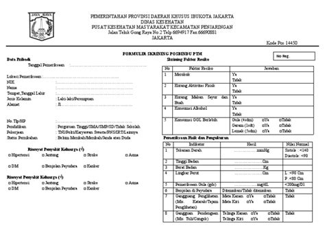 Formulir Skrining Posbindu Ptm Pdf