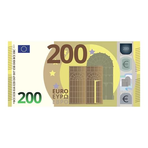 200 Euro Geld Banknote Cartoon Vektor Illustration Isoliertes Objekt