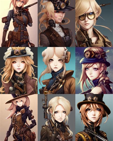 Character Concept Art Of A Steampunk Woman Sniper Stable