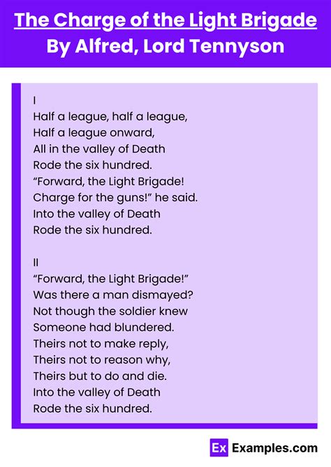 The Charge Of The Light Brigade Poem By Alfred Lord Tennyson Download Pdf