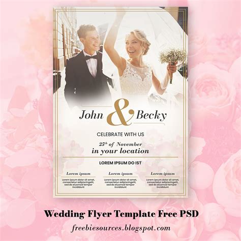 Wedding Flyer Template A4 Size - Free PSD Download | Wedding flyers, Flyer design templates ...