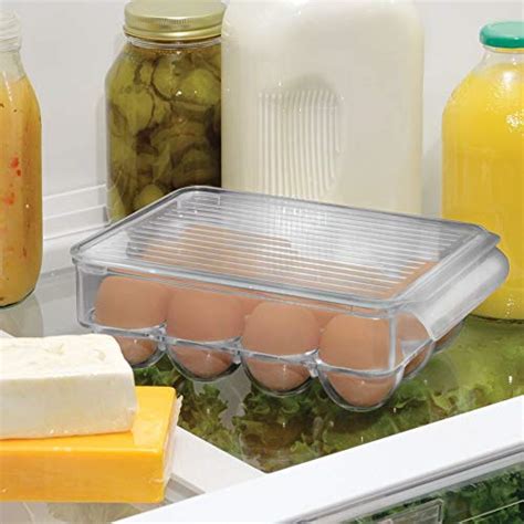 Mdesign Stackable Plastic Covered Egg Tray Holder Storage Container