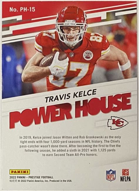 Travis Kelce Panini Prestige Football Kansas City Chiefs Power