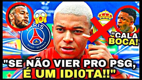 EITA OLHA SÓ O QUE MBAPPÉ FALOU DE VINICIUS JR NO PSG YouTube