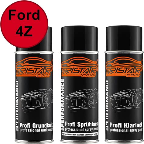 TristarColor Car Paint Spray Cans Set For Ford 4Z Radiant Red Primer