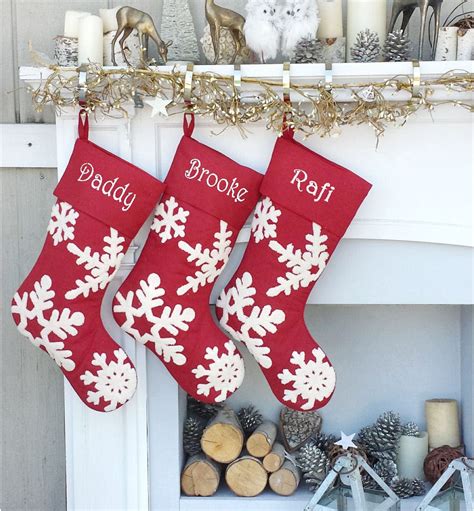 Dark Red Wine Tufted 3d Snowflake Personalized Christmas Stockings Ele