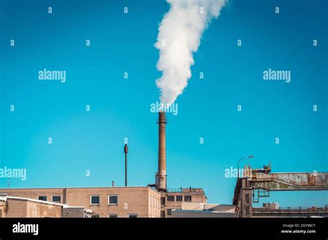 The Plant Emits Smoke And Smog From The Pipe Atmospheric Air Pollution