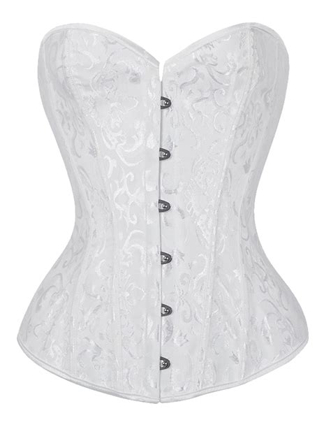 Falexo Women S Fashion Jacquard Overbust Corset Intimates Lace Up Waist