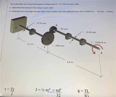 Solved Two Solid Shafts Are Connected By Gears As Shown With Chegg