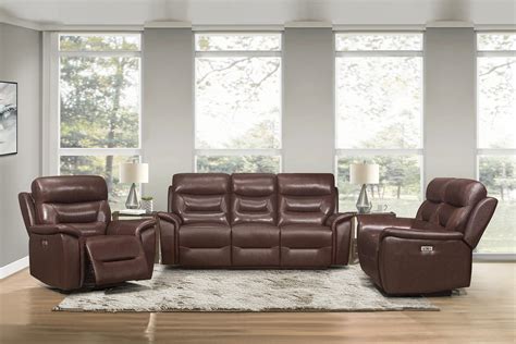 U Domino Coffee Microfiber Power Reclining Sofa Set W Console Pcs