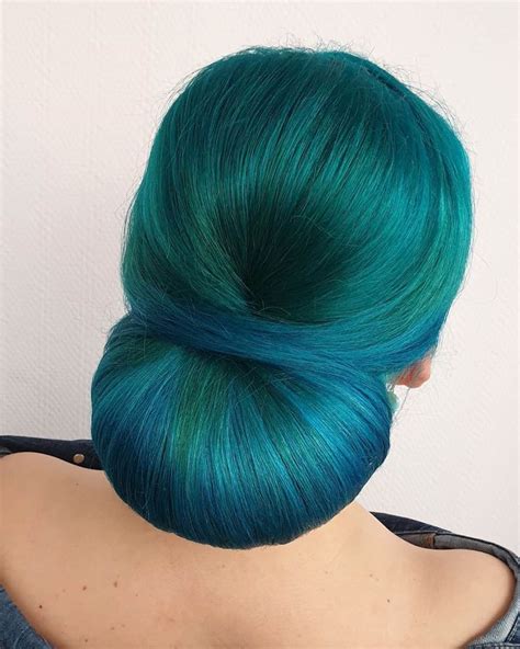 Cerulean Updo Teal Hair Hair Updos Short Hair Styles Easy