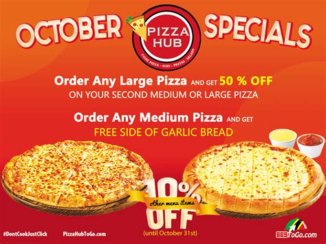 Pizza Hub - October Specials & 10% Off - 869ToGo