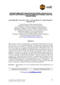 Metabolite Profiling Of 96 Ethanol Extract From Marsilea Crenata Presl