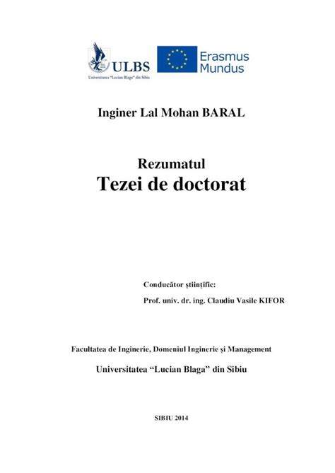 Pdf Rezumatul Tezei De Doctorat Scrisoare De