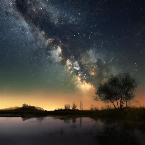 Premium Photo Landscape With Milky Way Galaxy Night Sky Nature Landscapes