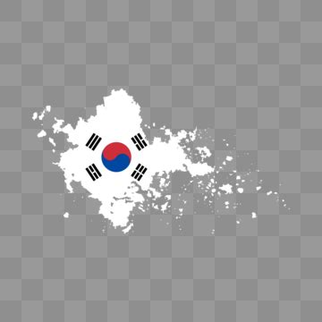 Bandeira Da Coreia Do Sul Aquarela Transparente Pintada Escova Png