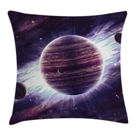 Galaxy Throw Pillow Cushion Cover Outer Space Theme Planets Saturn