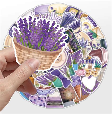 Pegatinas De Lavanda P Rpura Est Tica Para Maleta Papeler A De Lbum De