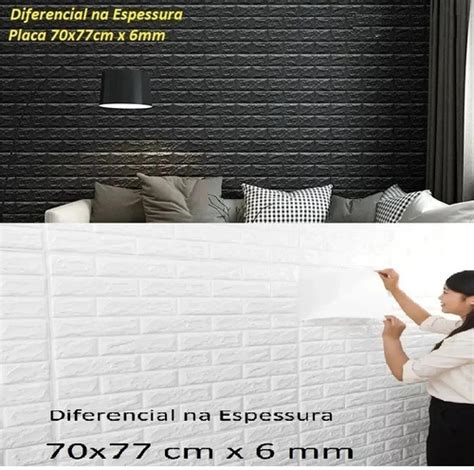 Painel Placa 3d Tijolo Preto Espuma Adesiva 70 X 77 Parede Mebuscar