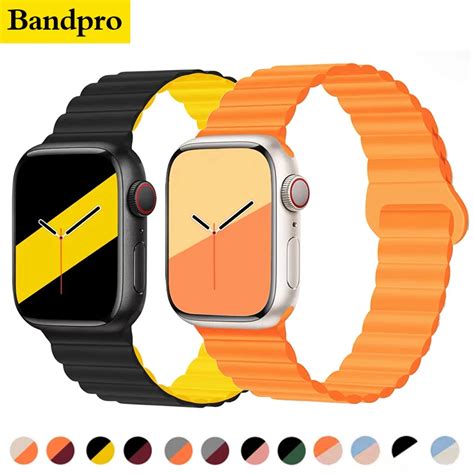 Bracelet Magn Tique Boucle En Silicone Pour Apple Watch Iwatch Correa