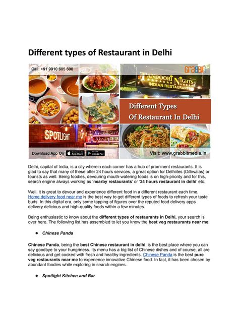 Different types of Restaurant in Delhi by Grabbit Media - Issuu