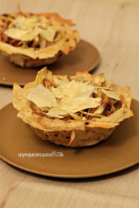 Cestini Di Pane Carasau Con Insalata Di Carciofi Parmigiano E Miele