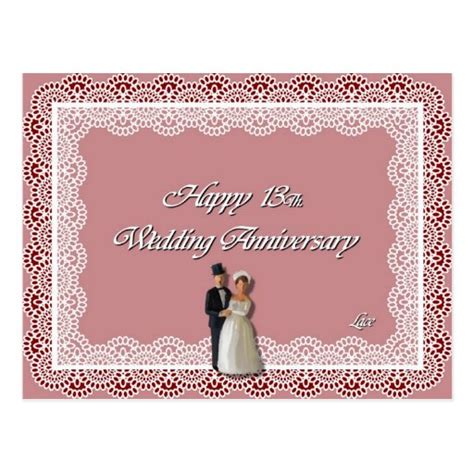 Happy 13th Wedding Anniversary Lace Postcard Zazzle