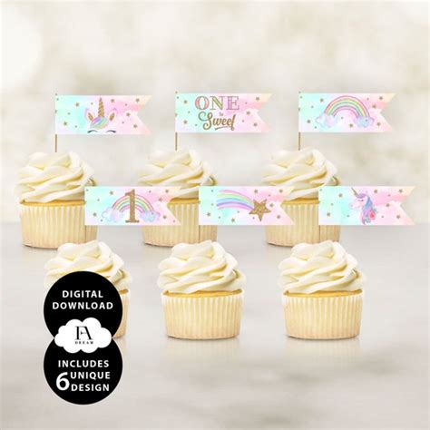 Unicorn Printable Toothpick Flags Toothpick Flags 1st Etsy