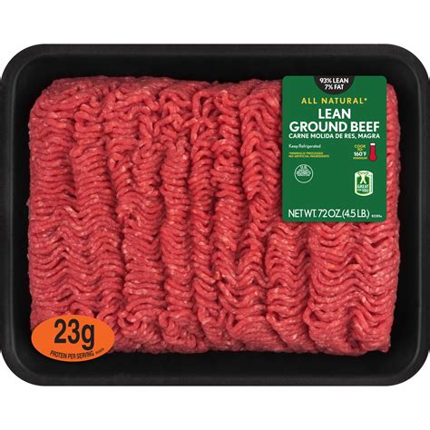 93 Lean 7 Fat Lean Ground Beef 4 5 Lb Tray Fresh All Natural