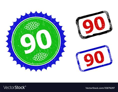 90 Rosette And Rectangle Bicolor Stamps Royalty Free Vector