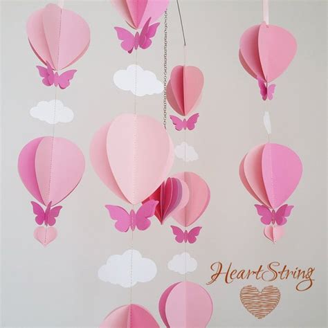 Baby Girl Mobile Hot Air Balloon Mobile Pink By HeartstringMobiles