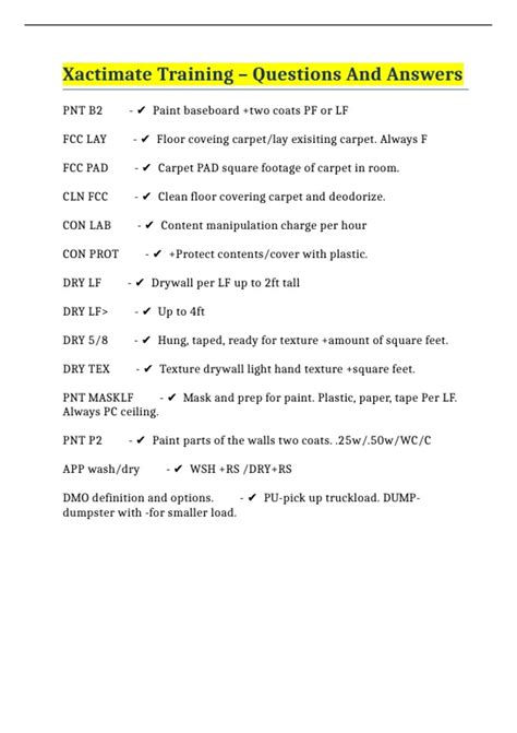Xactimate Training – Questions And Answers - XACTIMATE - Stuvia US